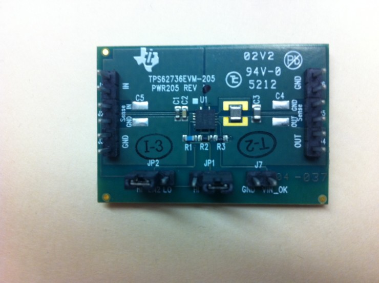 TPS62736EVM-205 具有 50mA 负载评估模块板的 TPS62736EVM-205 可编程输出毫微功耗降压转换器 top board image
