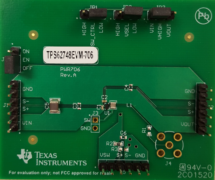 TPS62748EVM-706 TPS62748 具有负载开关的超低 Iq 降压转换器评估模块 top board image