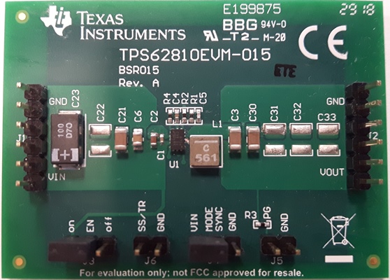 TPS62810EVM-015 降压转换器评估模块 top board image