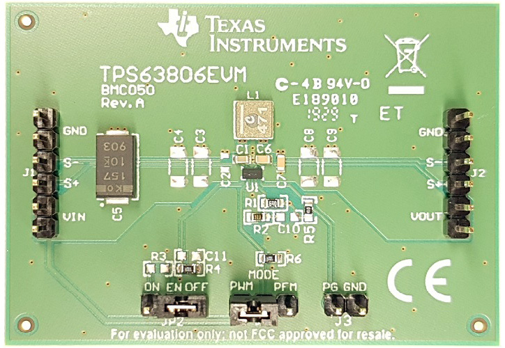 TPS63806EVM TPS63806 高电流、高效率降压/升压转换器评估模块 top board image