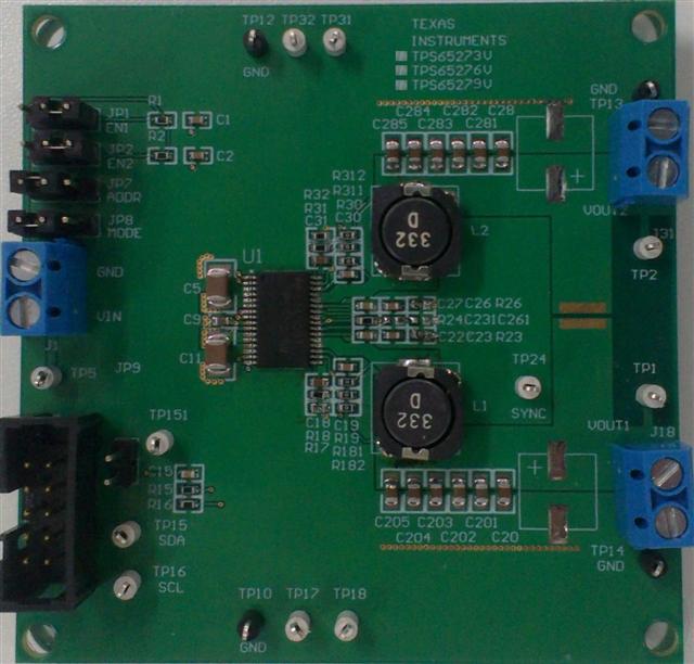 TPS65273VTEVM TPS65273V 降压转换器评估模块 top board image