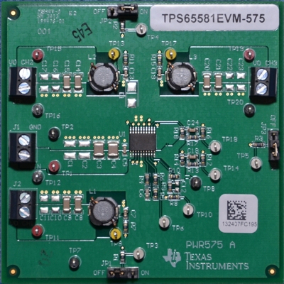 TPS65581EVM-575 1.5A/2A/1.5A 三路同步降压转换器 Eco-mode 评估模块 top board image