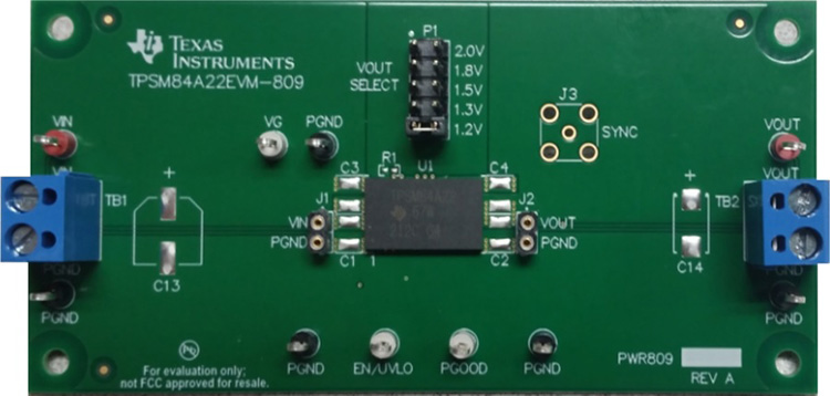 TPSM84A22EVM-809 TPSM84A22 10A SWIFT 电源模块评估模块 top board image