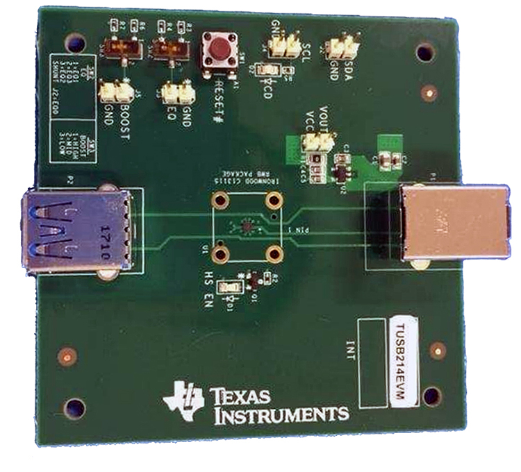 TUSB214EVM 具有 CDP 支持的 TUSB214 USB 2.0 高速信号调节器评估模块 top board image