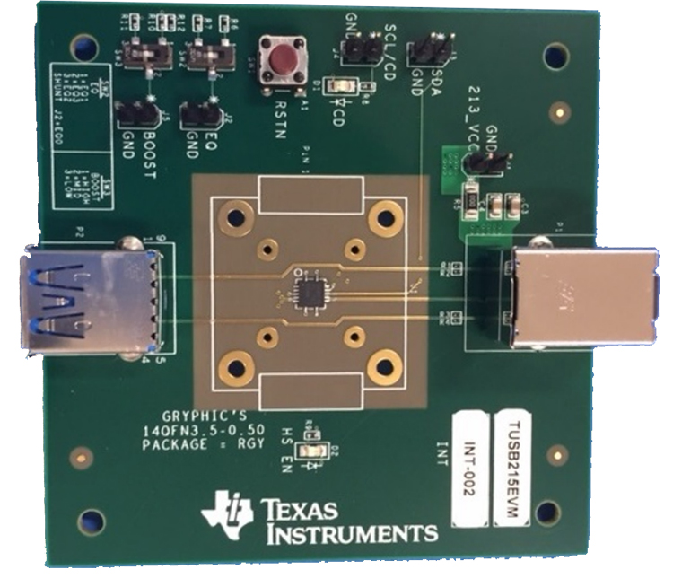 TUSB215EVM USB 2.0 高速信号调节器评估模块 top board image