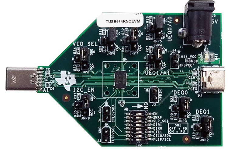 TUSB544RNQEVM TUSB544 USB Type-C TM 8.1Gbps 多协议线性转接驱动器评估模块 top board image