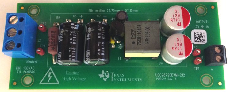 UCC28720EVM-212 用于 USB 离线适配器的 UCC28720EVM-212 5W 评估模块 top board image