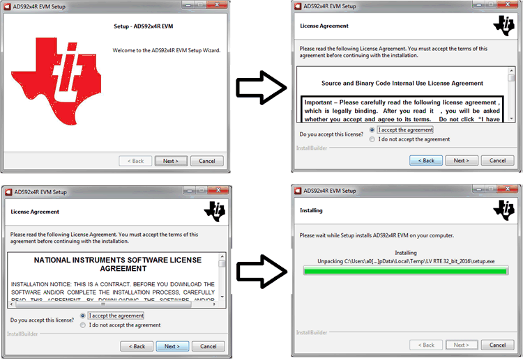  ADS9224R Prompts zur Softwareinstallation