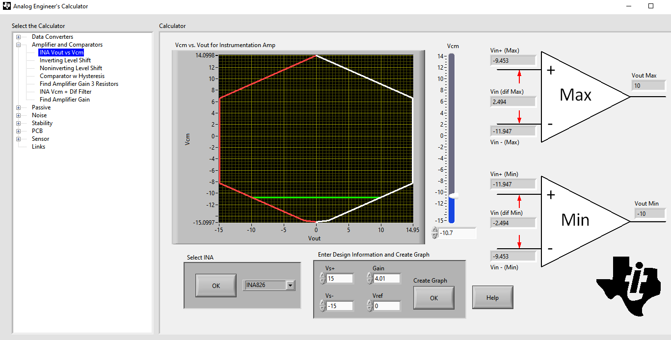 ADS8688A, ADS8588S, INA826 Common-mode input range calculator for
          instrumentation amplifiers