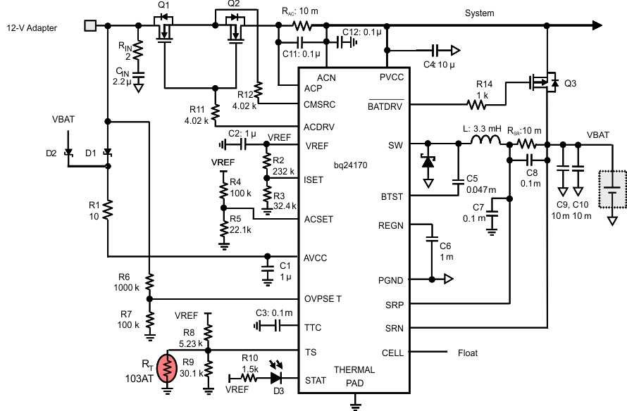 bq24170 bq24172 Typical Application
Schematic bq24170 bq24172 typ_app1_lusad2.gif