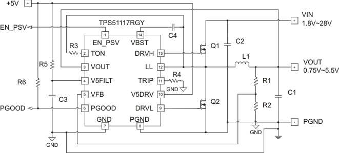 TPS51117 Typical Application Circuit TPS51117 fbd_rgy_lvs631.gif