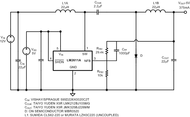 Cuk converter with integrated switch LM2611 20018104.gif