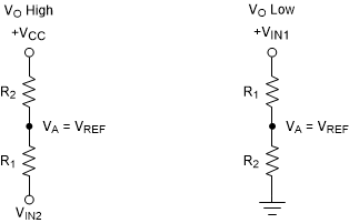 TLV3511-Q1 TLV3512-Q1 Non-Inverting Configuration Resistor Networks
