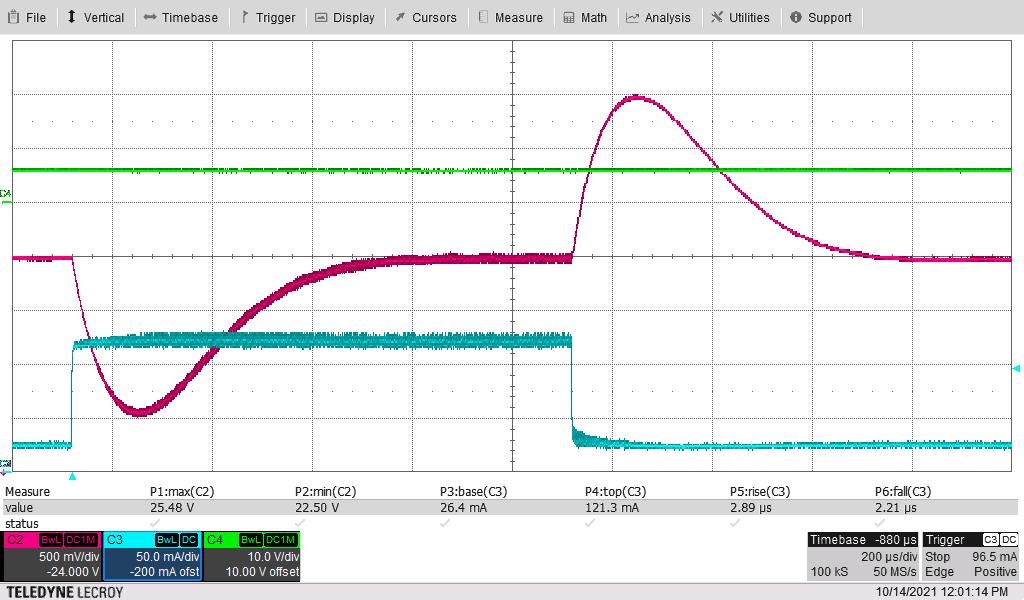 Load Transients, , VIN = 6 V, Switching Frequency = 445 kHz GUID-20220126-SS0I-58KT-ZQT1-8CGMZFZ91C7Z-low.jpg
