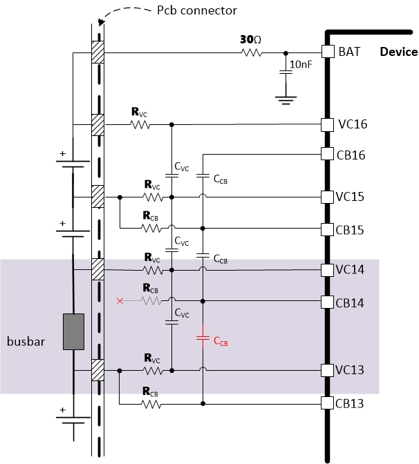  连接到任意中间单独 VC 通道的汇流条