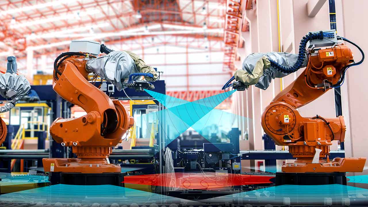 IWR6843 嵌入在工业机器人中的毫米波传感器