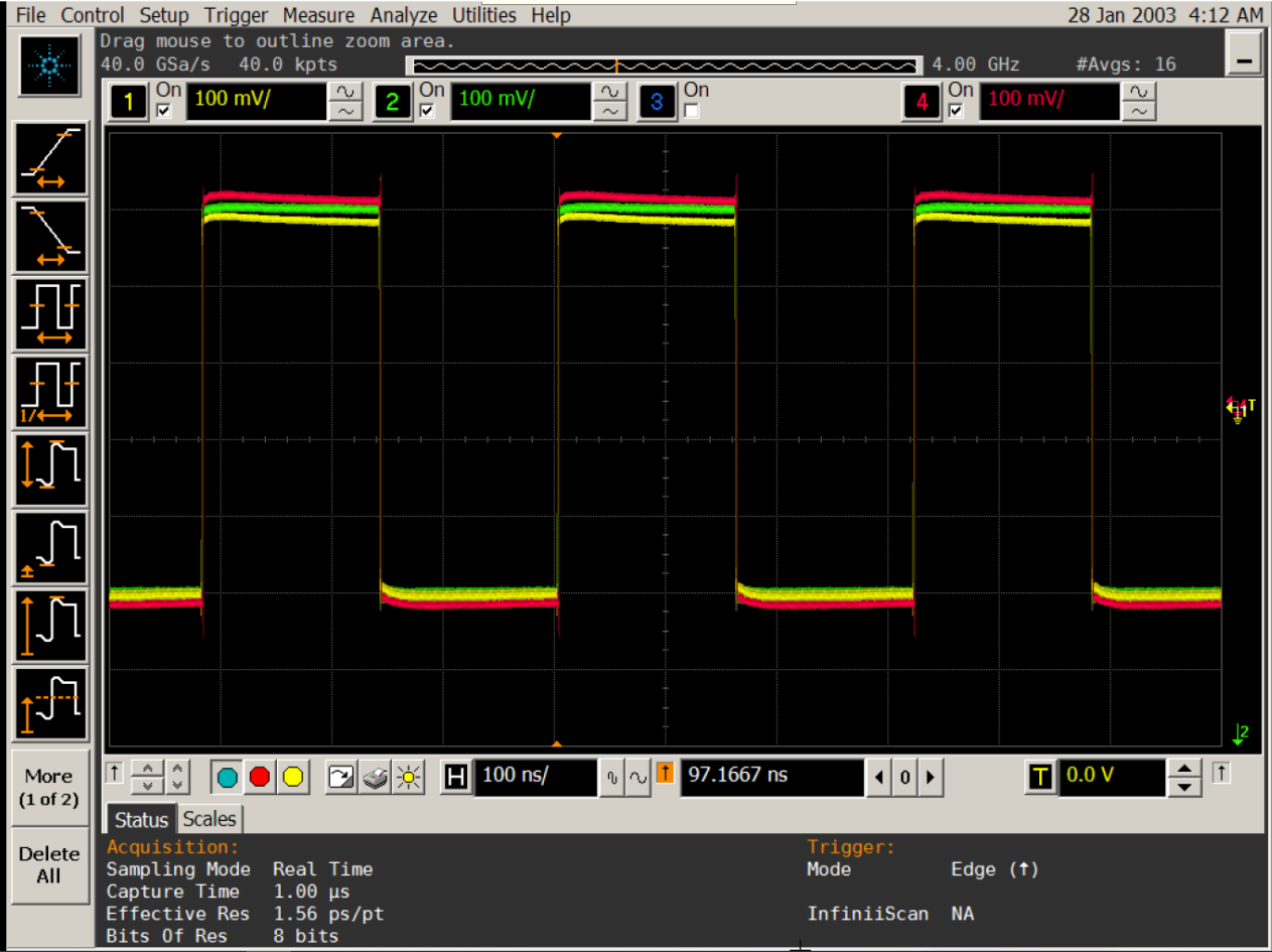  主要处于连续模式的中继器非同步模式下 Secondary1 和 Secondary2 的波形