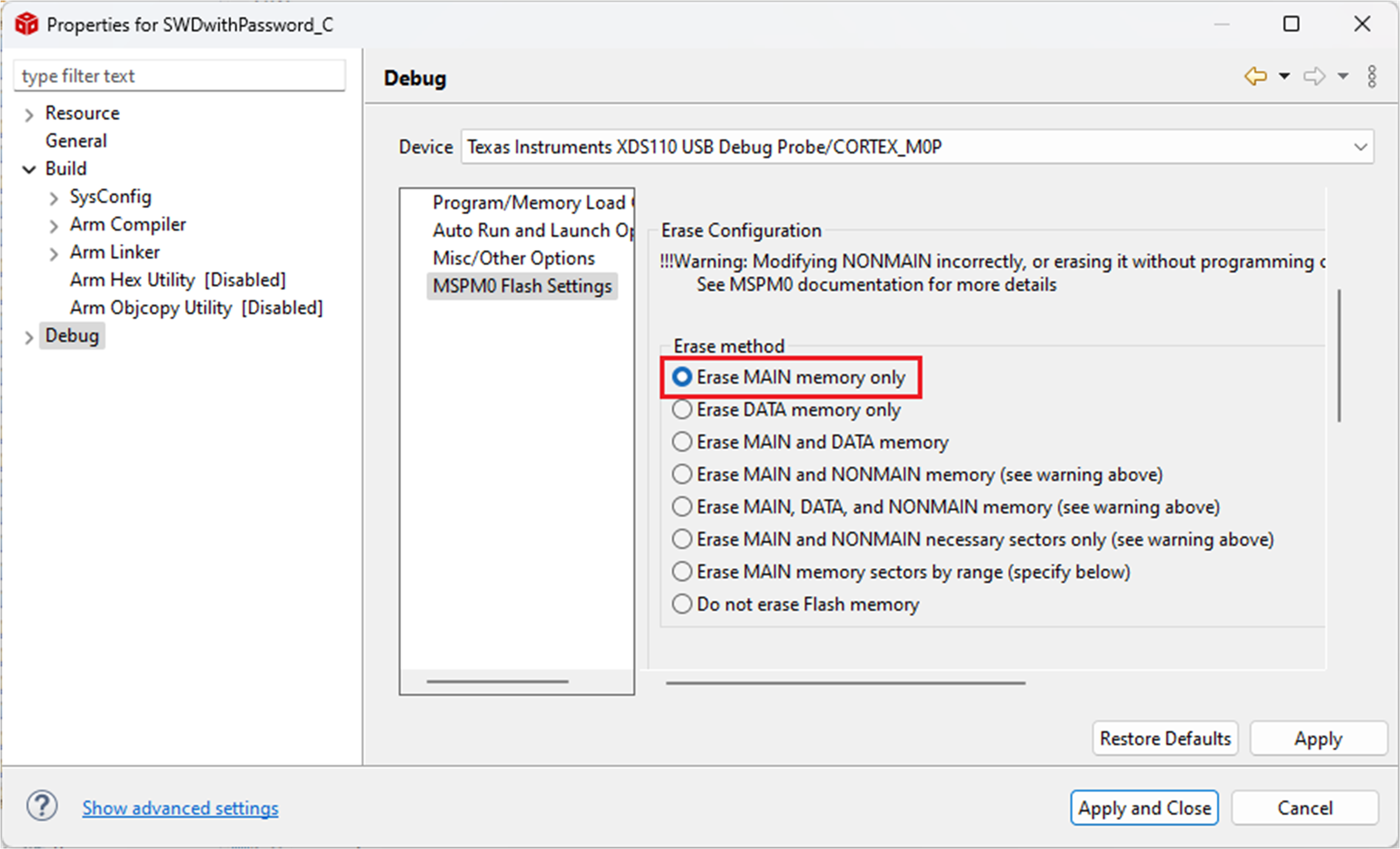  禁用 Nonmain 刷写