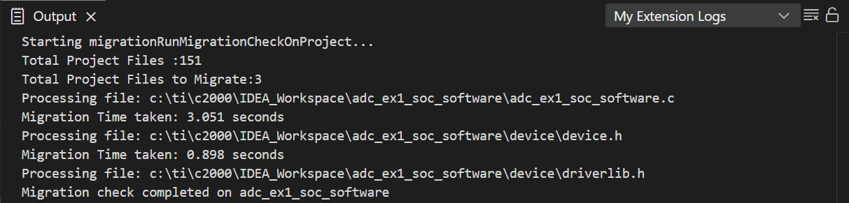  项目迁移后的 CCS 输出控制台