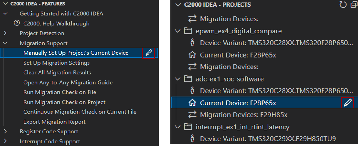  手动更新项目的当前器件