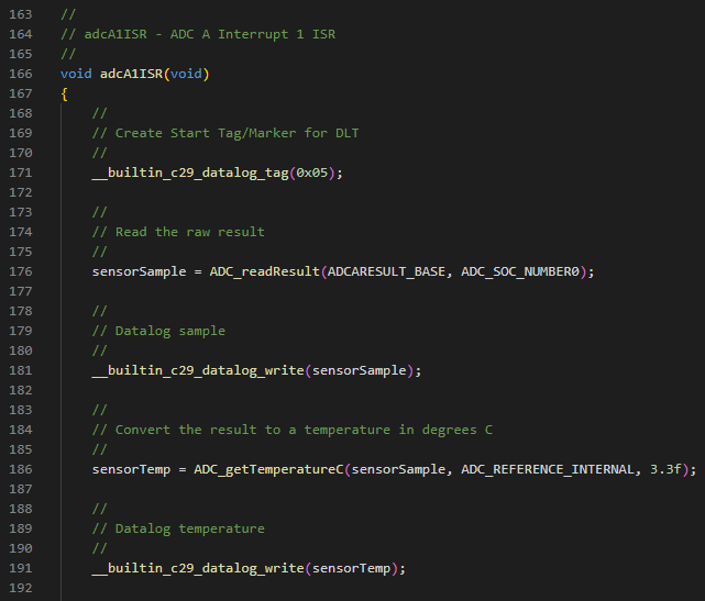  DLT 代码标记和数据日志内在函数 - PSFB_updateSensedValues()