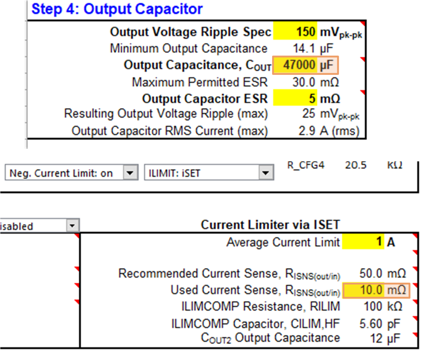  通过具有 ISET 功能的快速入门计算器配置电流限制