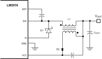 LM5576 输出电感器上带有额外绕组的 VCC 偏置