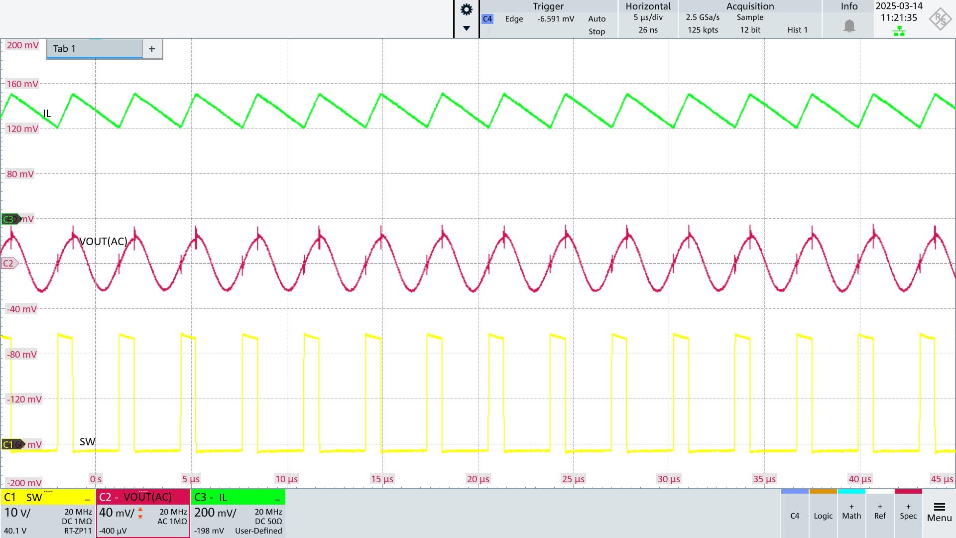 LM5574 CCM Steady State Ripple