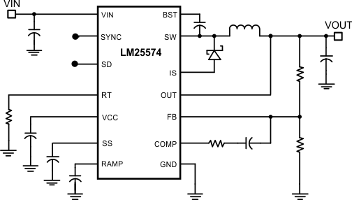 LM25574 简化版应用原理图