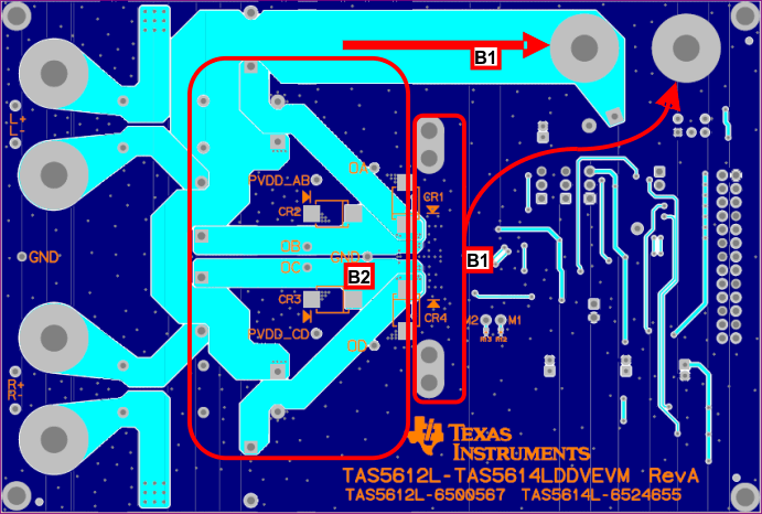 TAS5614LA pcb_bott_las846.gif