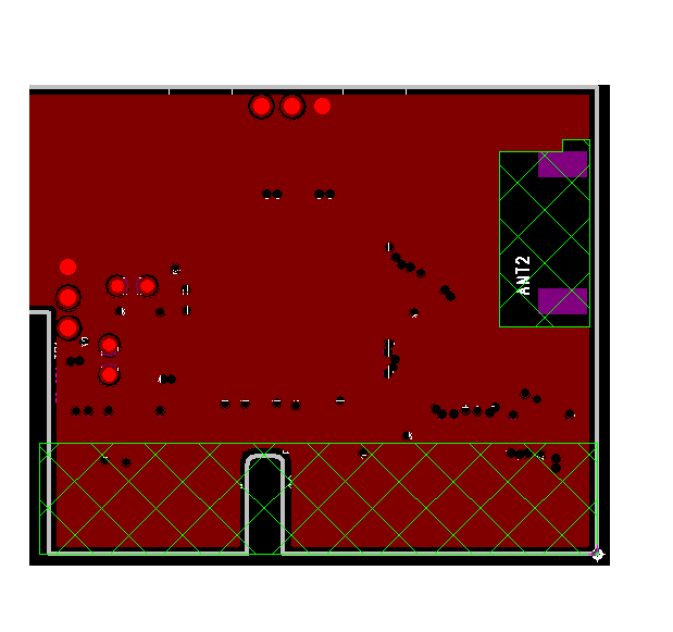 WL1807MOD WL1837MOD TI 模块布局：第 2 层（实心接地）