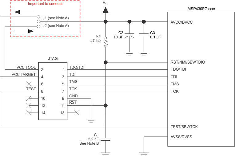 Signal Connections for 4-Wire JTAG Communication GUID-09846793-C1DF-4956-9217-D088ECF6B4F6-low.gif