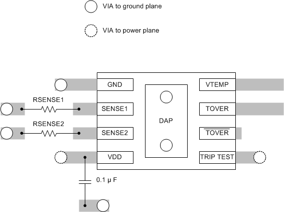 LM57 SD (WSON) Package Layout
Example LM57 Layout02_SNIS152.gif