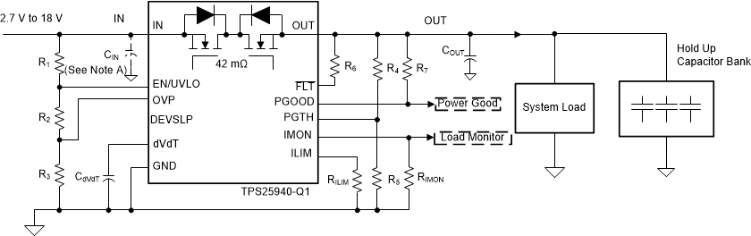 Holdup Capacitor Implementation Using TPS25940xx-Q1 GUID-A9702A8D-51BE-4792-8715-2E669D800844-low.gif
