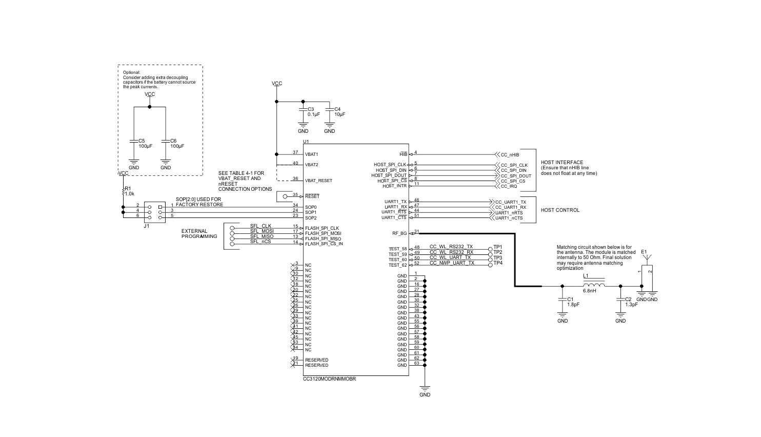 CC3120MOD CC3120MOD Module Reference
                    Schematic