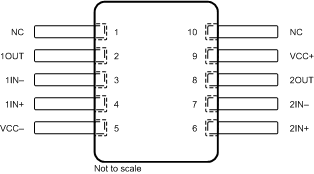 TL071 TL071A TL071B TL071H TL072 TL072A TL072B TL072H TL072M TL074 TL074A TL074B TL074H TL074M TL072M U 封装，10 引脚 CFP （顶视图）