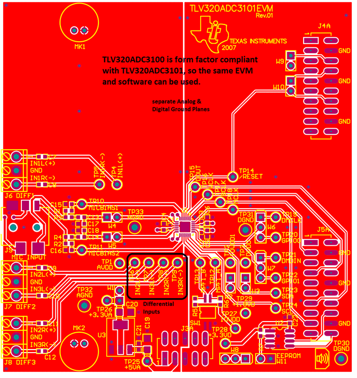 TLV320ADC3100 ADC3101EVM_Layout_TOPSIDE_BAS906.gif