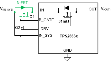 TPS2663 Configuration for Input Reverse Polarity Protection and Reverse Current Blocking TPS2663 Configuration for Input Reverse Polarity Protection and Reverse Current Blocking