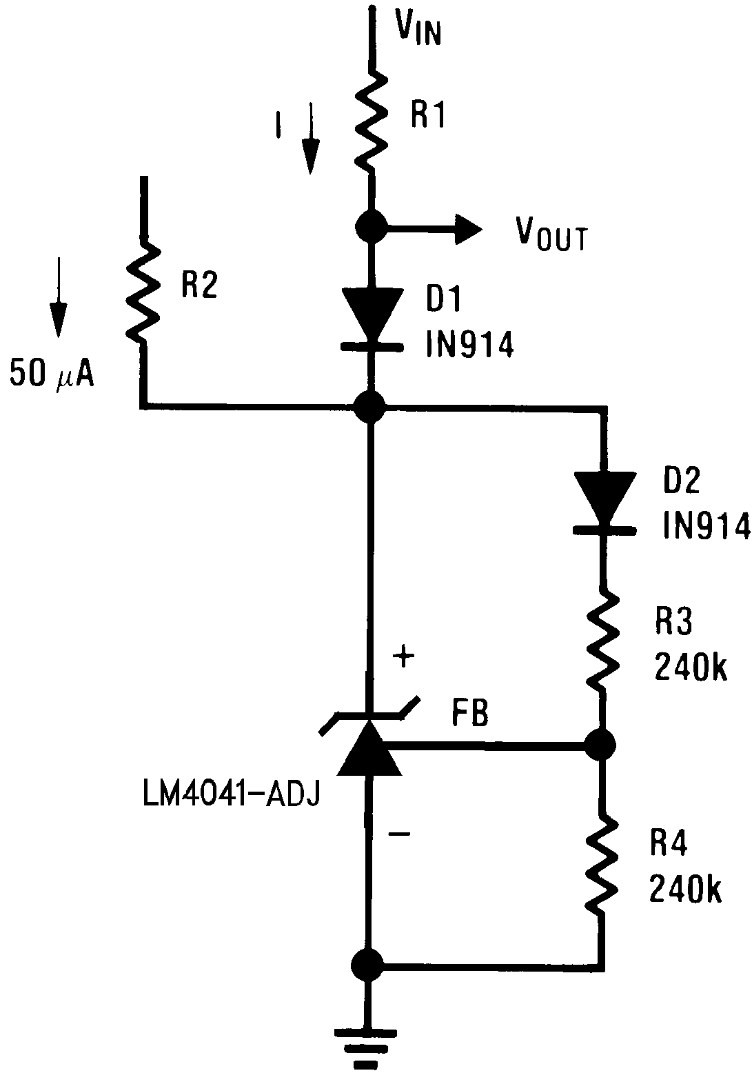 LM4041-N  LM4041-N-Q1 快速正钳位 2.4V + VD1