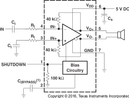 TPA6211T-Q1 Single-Ended Input Application Schematic