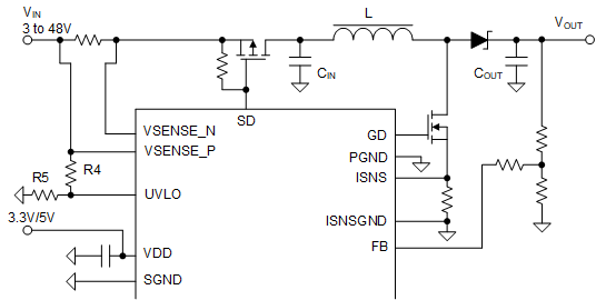 LP8864-Q1 VIN UVLO Setting
                    Circuit
