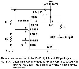 NA555 NE555 SA555 SE555 Circuit for Astable Operation
