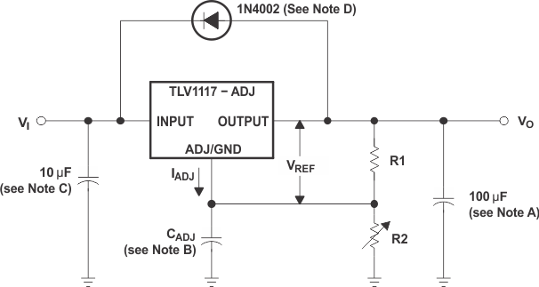 TLV1117 基本可调节稳压器
