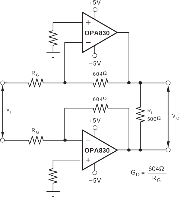 OPA830 10V 差分配置测试电路