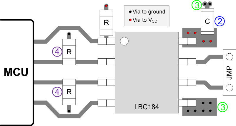 SN65LBC184 SN75LBC184 Layout Schematic