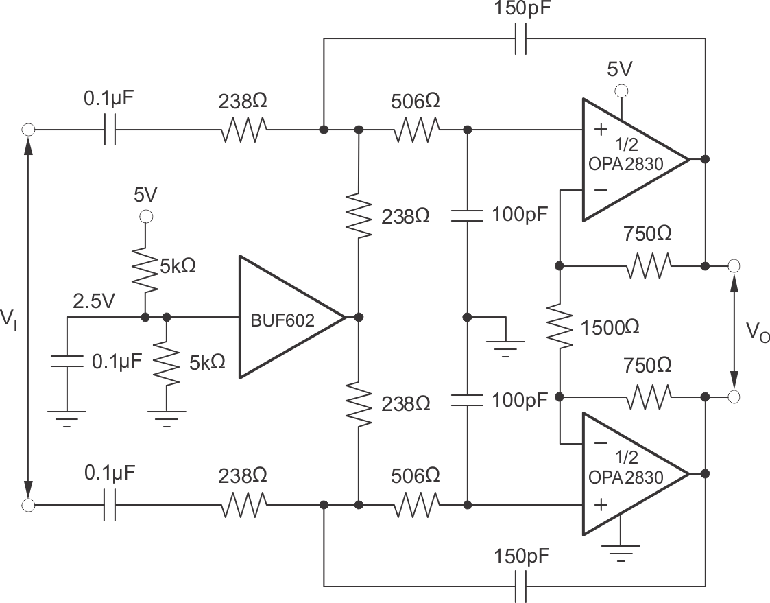 OPA2830 直流耦合 3V ADC 驱动器