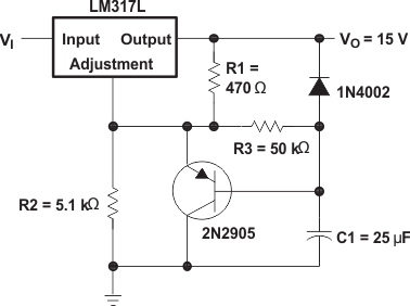 LM317L 缓慢导通 15V 稳压器电路