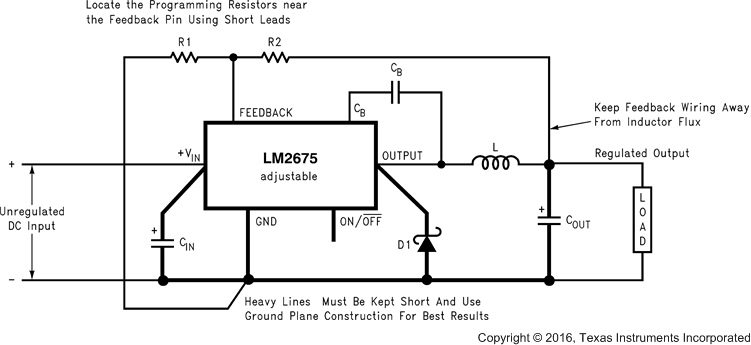 LM2675 可调节输出电压原理图