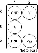 SN74LVC1G14 YZP 封装5 引脚 DSBGA底视图