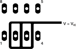 TLC27L1 TLC27L1A 器件输入端周围的隔离金属（P 封装）